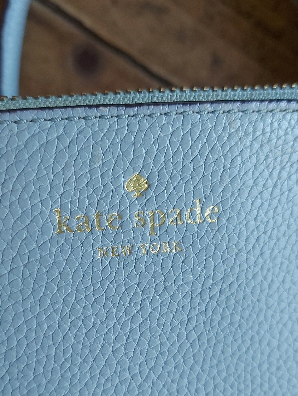 Kate Spade Womens Sky Blue Leather Satchel with Top Handles and Detachable Strap